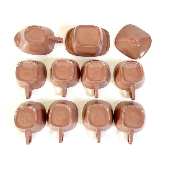 HARMONY HOUSE | Vintage 50s MCM Melmac Talk of the Town Coffee Cups Pink Brown - Picture 3 of 7